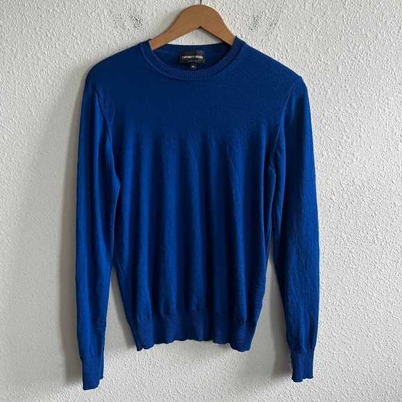 Emporio Armani Other - Emporio Armani Plain Knit Pure Virgin Wool Blue Sweater Jumper Size M (IT 48)